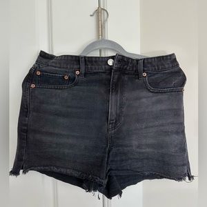 american eagle cutoff black denim shorts